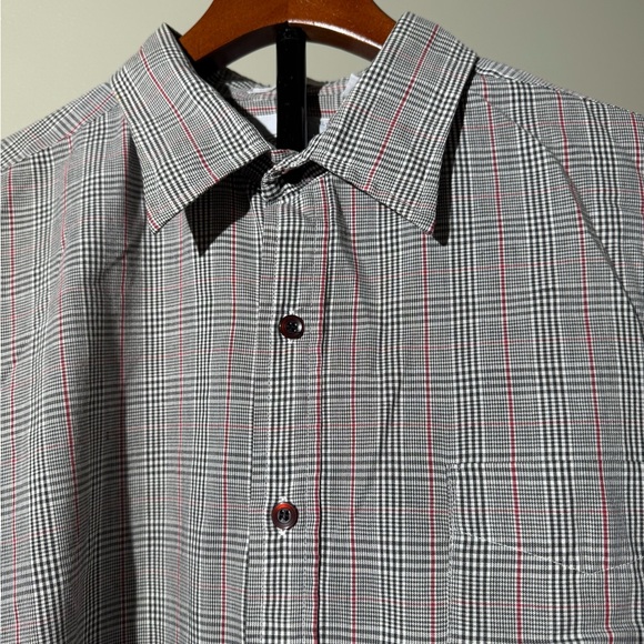 Gray Casual Button Down Shirt with Subtle Plaid - Picture 2 of 9